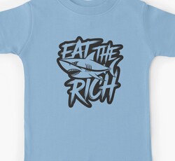 Eat the Rich - Monochrome Shark Graffiti Protest Art
